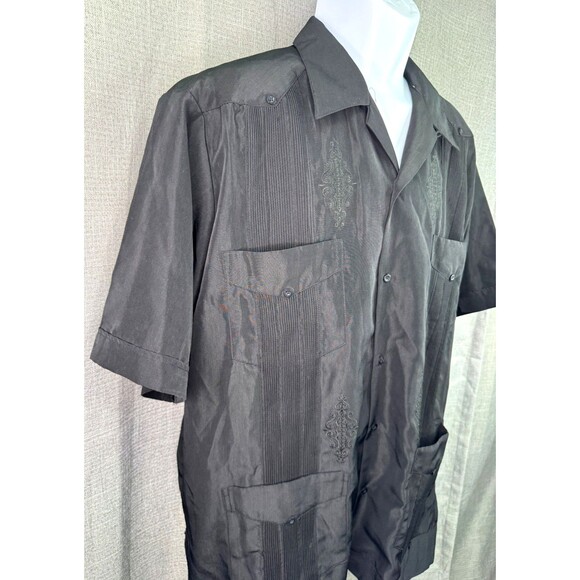 El Norteño Western Wear Men's Short Sleeve Button Down Shirt Size XXL Black NWT - Picture 2 of 8